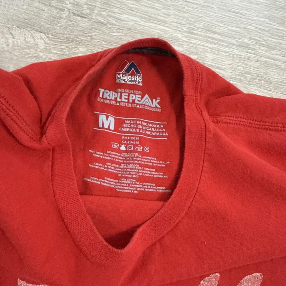 Stan Musial Shirt St Louis Cardinals Majestic Men's Red Medium 100% Cotton